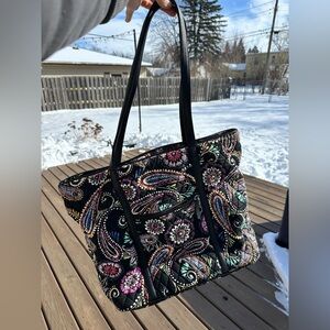 Vera Bradley Quilted Black Paisley Tote Bag